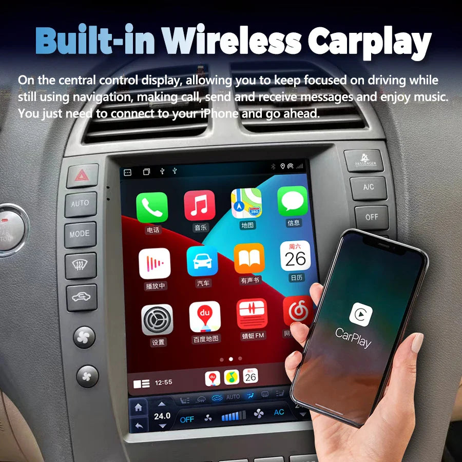 Android 14 Screen Car Radio Stereo For Lexus ES240 ES250 ES300 ES330 ES350 ES 350 2007 GPS Carplay Navigation Video Player