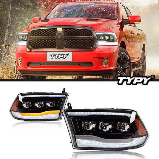 LED Headlight Assembly For Dodge Ram 1500 2009-2019 Car LED Lights Headlamps DRL Daytime Running Light Turn Signal, 1 Set