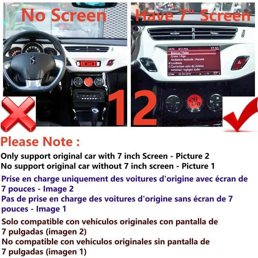 7inch Screen Carplay Android Auto Multimedia Player Audio Autoradio 4G Navigation Head Unit For Citroen C3 DS3 Car Radio Stereo