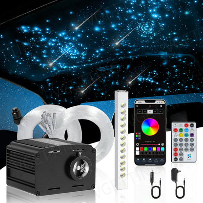 16W Twinkle LED Car Roof Star Light RGBW APP Music Remote Control Starry Sky Ceiling Fiber Optic Interior Atmosphere Decorative