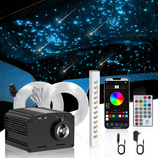 16W Twinkle LED Car Roof Star Light RGBW APP Music Remote Control Starry Sky Ceiling Fiber Optic Interior Atmosphere Decorative