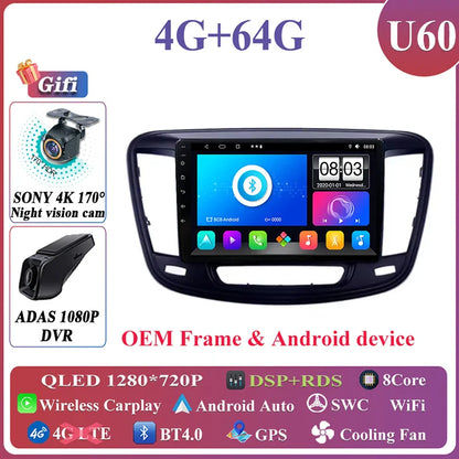 Android Auto For Chrysler 200 200C 200S 2015 - 2019 Car Radio Multimedia Video Stereo Player Carplay Navigation GPS DSP 5G WIFI
