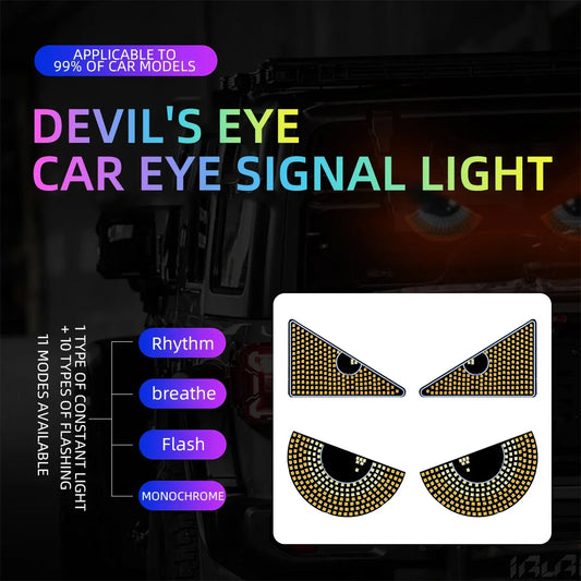 Car Windshield Eyes Animated LED Lamp Dynamic Devil Eye Light Triangle and Semicircle Funny Eye Light Universal 11 Model