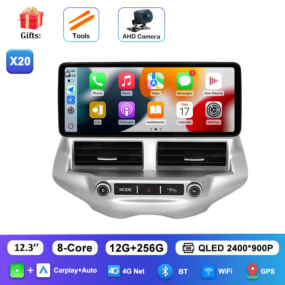 Carplay 12.3 inch Ultra-thin Screen for Ford EcoSport 2013 - 2017 Android 14 GPS Navigation Car Video Multimedia Player BT WiFi