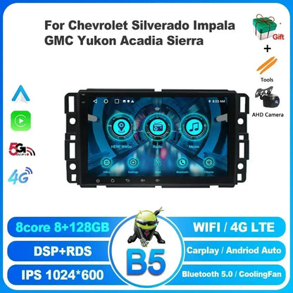 8inch Wireless Android13 For Chevrolet Silverado Impala GMC Yukon Acadia Sierra  Carplay 4G Multimedia Car Radio 2 Din Screen