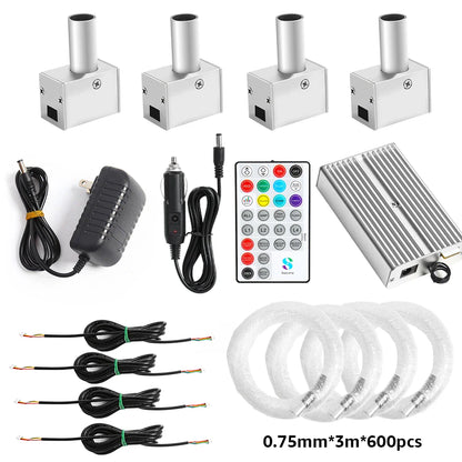 16W 4-Head Starry Sky Lamp Split Machine 840Pcs Fiber Optic RGBW Meteor Headliner Car Roof Starlight  APP/RF Remote Music Mode