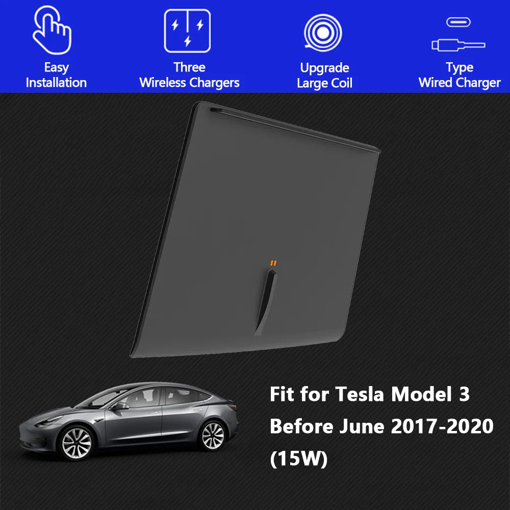 15w 10w Charger Pad for Tesla Model 3 with Light Automobile Car Accessories Automotive Wireless Charging Pad