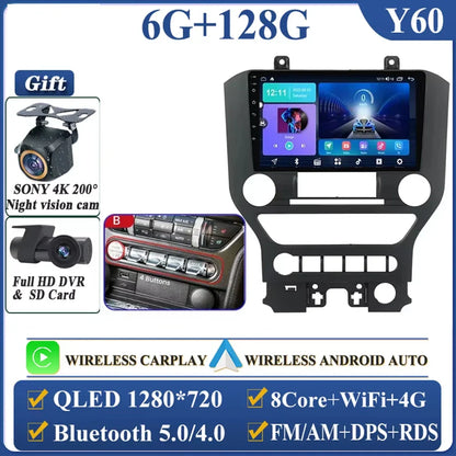 Android 14 Carplay FOR FORD Mustang S550 2014-2021 Multimedia Car Player Navigation Screen GPS Radio No 2 Din Stereo Head Unit