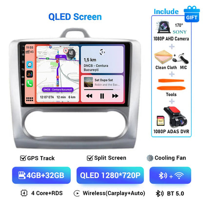 Android 13 Wireless CarPlay Auto For Ford Focus 2 3 Mk2 Mk3 2004-2011 4G+WIFI Car Radio Multimedia Stereo Player GPS 360 Camera