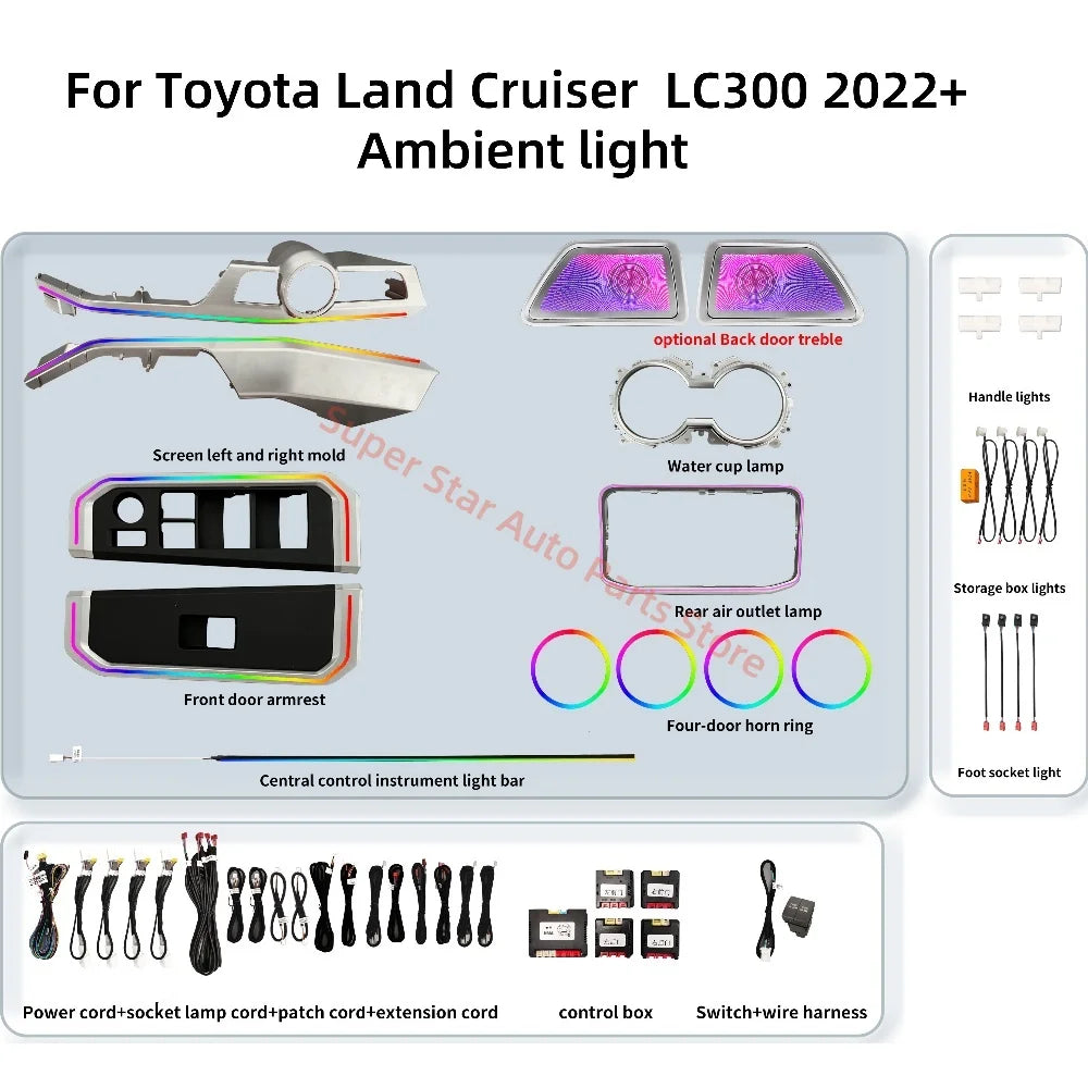 For Toyota Land Cruiser LC300 2022+ Ambient light car interior lighting upgrade Car accessories 1:1 mold Glowing cover plate new