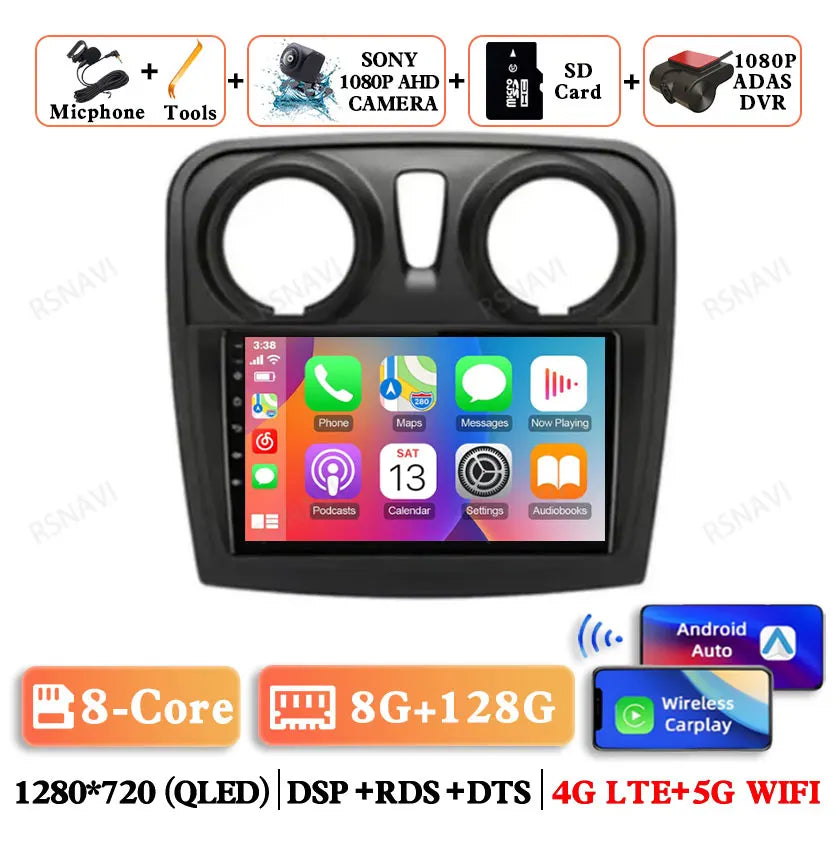 Android 15 For Renault Logan 2 Sandero 2 2012 - 2019 Stereo Qualcomm 5G WIFI DVD DSP QLED Head Unit Viedo Player Autoradio GPS