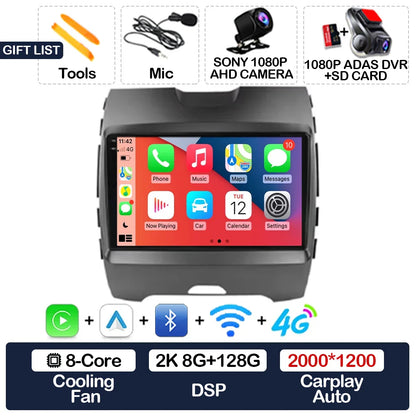 Android 15 Car Radio For Ford Edge 2 2015 2016 2017 2018 BT 4G WIFI Qualcomm Multimedia Video Player QLED GPS NAVI 2DIN LTE 5G