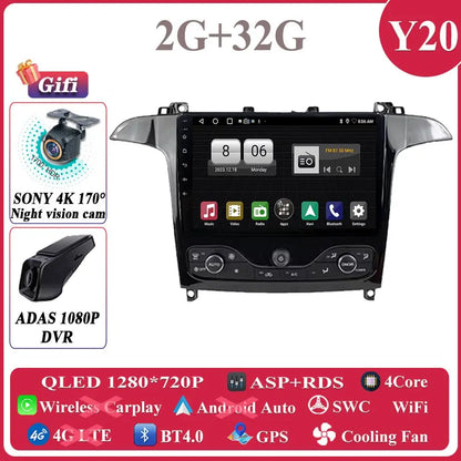Android 14 Car Multimedia Video Player For Ford S Max S-MAX 2006 - 2015 For Ford Galaxy 2014 Car Radio Stereo Navigation GPS DVD