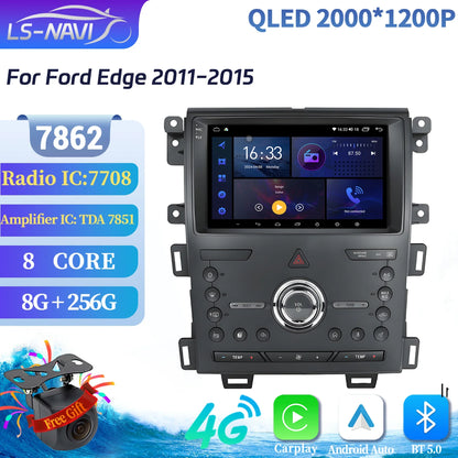 Car Radio Android 14 For Ford Edge 2011-2015 Multimedia Navigation Wireless Bluetooth Carplay 7862 8+256 radio 2K QLED Screen