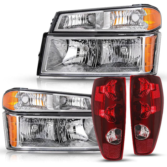Headlight and Tail Light Assembly Pair Set for 2004-2012  Colorado/GMC Canyon 2006-2008 I-Series Factory OE