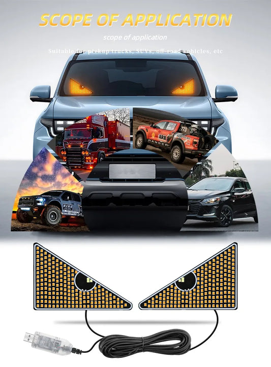 Car Windshield Eyes Animated LED Lamp Dynamic Devil Eye Light Triangle and Semicircle Funny Eye Light Universal 11 Model