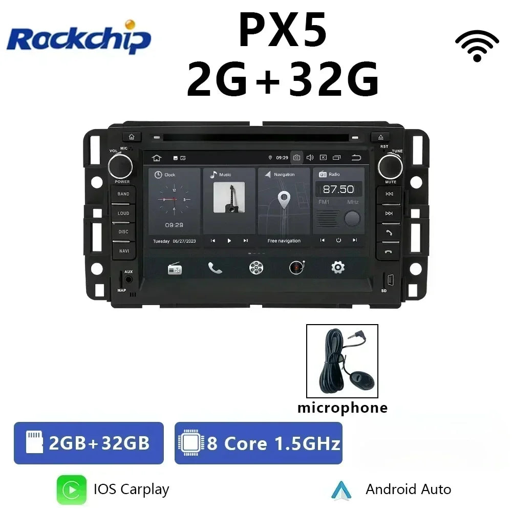 CHSTEK Car Radio Carplay DVD For GMC Chevrolet Yukon Denali Acadia Traverse Silverado Express Android 14 Bluetooth WIFI GPS RDS