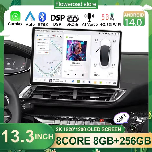 Android 14 Carplay Auto Car Radio For Peugeot 5008 4008 3008 2017 2018 2019 2020 Multimedia Video Player Navigation GPS Stereo