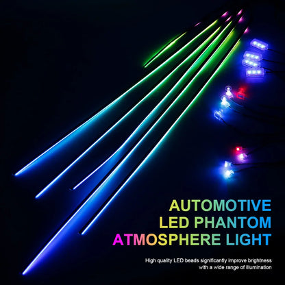 18 in 1 Dual Zone Symphony LED Car Ambient Light Rainbow Neon RGB Acrylic Strip Interior Decoration Streamer Atmosphere Lamp 12V