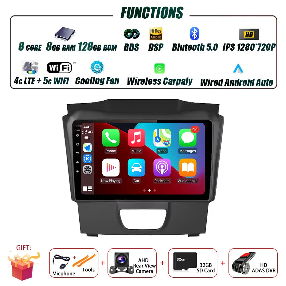 Android Auto Car Radio For Isuzu DMAX 2015 - 2019 Multimedia Stereo Video Player Navigation GPS Carplay 4G WIFI DSP RDS BT