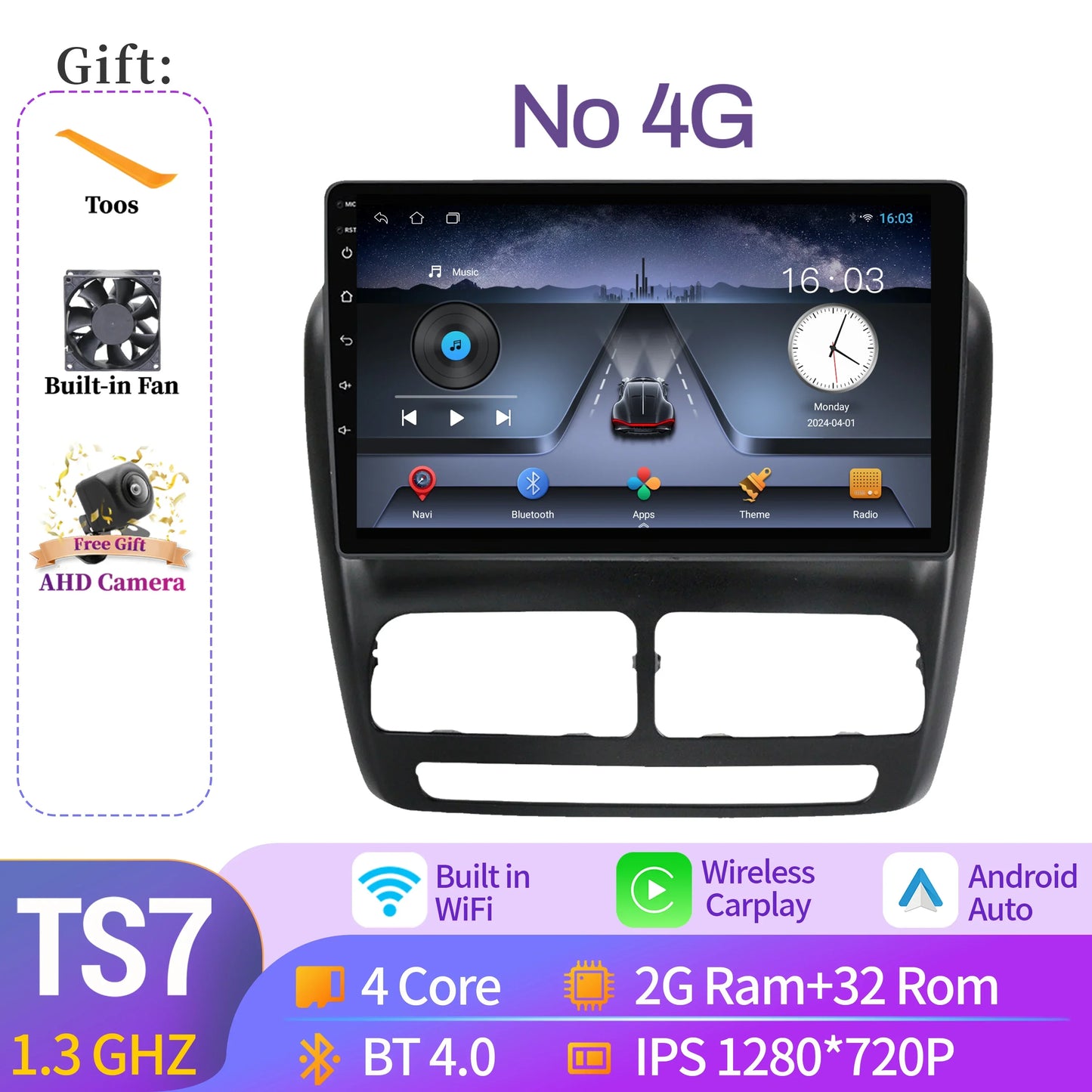Car Radio For Fiat Doblo-Opel Combo Tour 2010-2015 Android 14 Wireless Carplay Multimedia 7862S 8G 256G Head Unit 2K QLED Screen