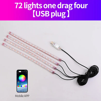 Car Footwell Atmosphere Strip LED Light APP Remote Control USB Lighting Music Sync Brightness Adjusted Freely Ambient Light 1pcs