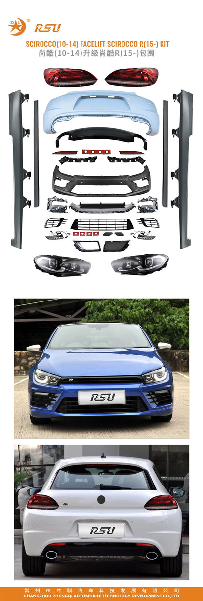 Modify car parts Scirocco 2010-2014 facelift 2015- R Tuning auto parts For Volkswagen upgrade body kits with headlamp taillamp