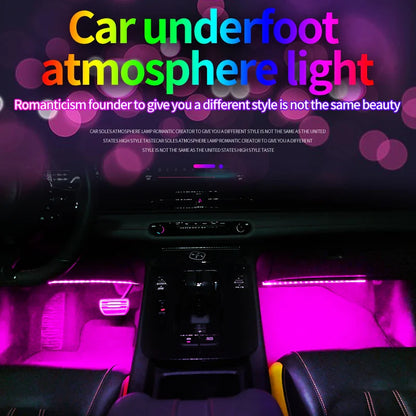 Car Footwell Atmosphere Strip LED Light APP Remote Control USB Lighting Music Sync Brightness Adjusted Freely Ambient Light 1pcs
