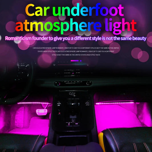 Car Footwell Atmosphere Strip LED Light APP Remote Control USB Lighting Music Sync Brightness Adjusted Freely Ambient Light 1pcs