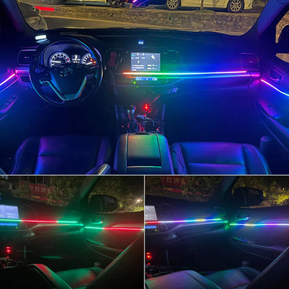 18 / 22 In 1 Streamer Car Ambient Lights RGB 213 64 Color LED Interior Rainbow Acrylic Strip Symphony Remote Atmosphere Lamp Kit
