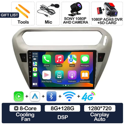 Android 15 Car Radio For Peugeot 301 Citroen Elysee 2013 - 2018 Qualcomm Multimedia Viedo Player NAVI GPS 4G WIFI Head Unit QLED