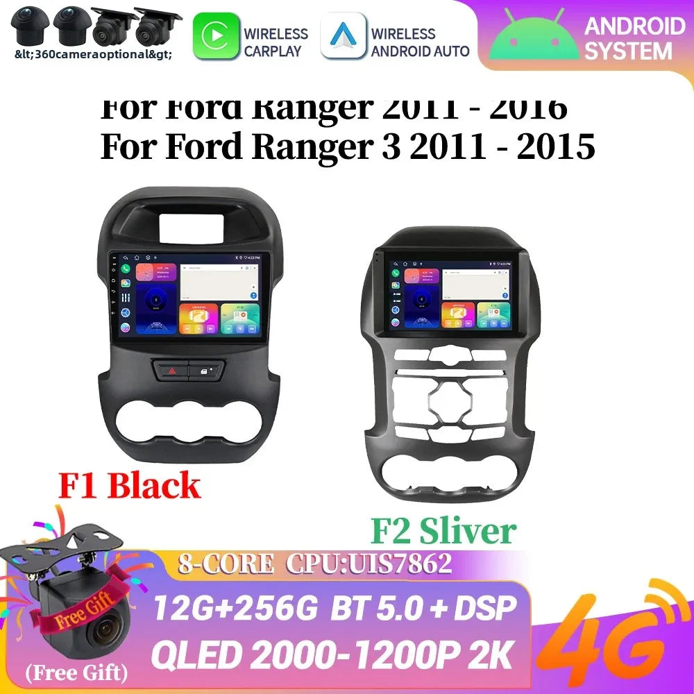 Android 14 For Ford Ranger 3 2011-2015 Car Radio Multimedia Navigation 4G GPS Bluetooth Wireless Carplay Head Unit Screen Stereo