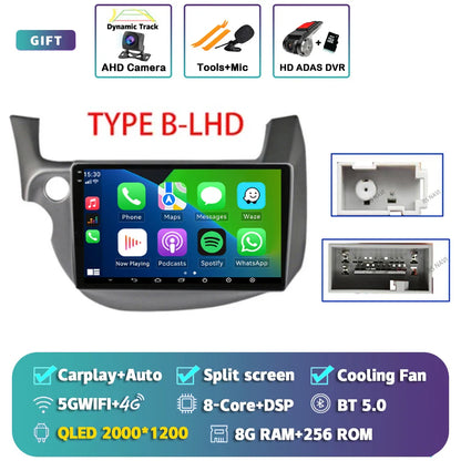 Android 14 Carplay Auto Car WIFI+4G Radio Multimedia Player For HONDA FIT JAZZ 2007 - 2013 Autoradio GPS Stereo 2din Head Unit
