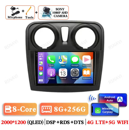 Android 15 For Renault Logan 2 Sandero 2 2012 - 2019 Stereo Qualcomm 5G WIFI DVD DSP QLED Head Unit Viedo Player Autoradio GPS