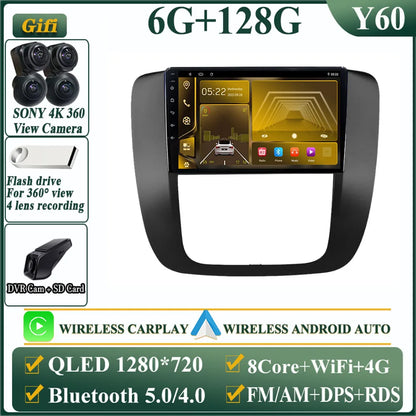 Android 14 Car For GMC Yukon Chevrolet Tahoe Suburban 2008-2012 GPS Navigation Multimedia Player Stereo Head Unit QLED Screen