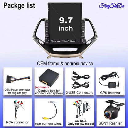 Car Radio Android 14 For Jeep Cherokee 5 KL 2014 - 2018 Auto Multimedia Video Player Navigation GPS carplay No 2din DVD 5G  Wifi