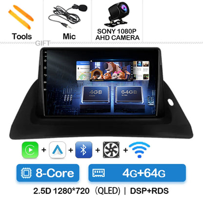 Android 14 Wireless Carplay Auto For Renault Kangoo 2 2009 - 2018 Car Radio Multimedia Stereo Video Player QLED GPS NAVI 4G WIFI