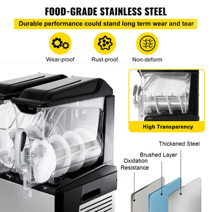 VEVOR 10L 20L 30L Slushie Machine Commercial Ice-Cool Juice Smoothie Slush Maker Frozen Drink Dispenser Vending Machine for Home