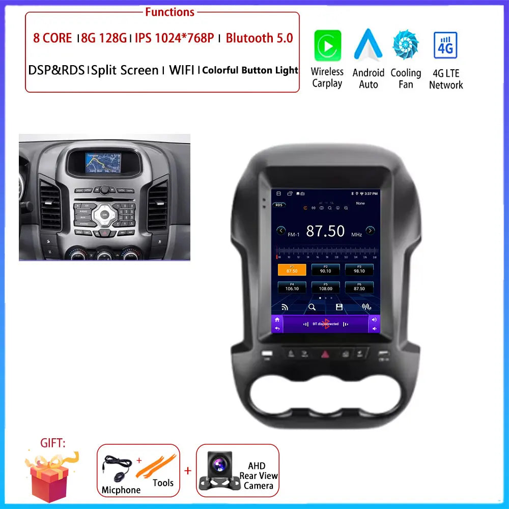 9.7 inch Car Video Radio Player Wireless Carplay DSP Stereo Touch Screen Auto Tools BT  For Ford Ranger 3 2011-2015 AM/FM/RDS