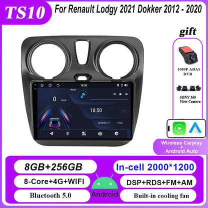 4G Carplay Android Auto Radio For Renault Lodgy 2021 Dokker 2012 - 2020 Auto Multimidia Player QLED Screen 2din Stereo Head Unit