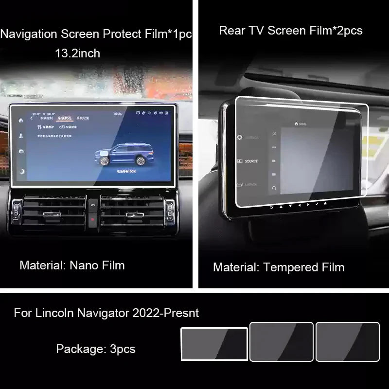 Car GPS Navigation Screen Protect Tempered Film For Lincoln Navigator 2018 2024-Present Dashboard Display Sticker Accessory