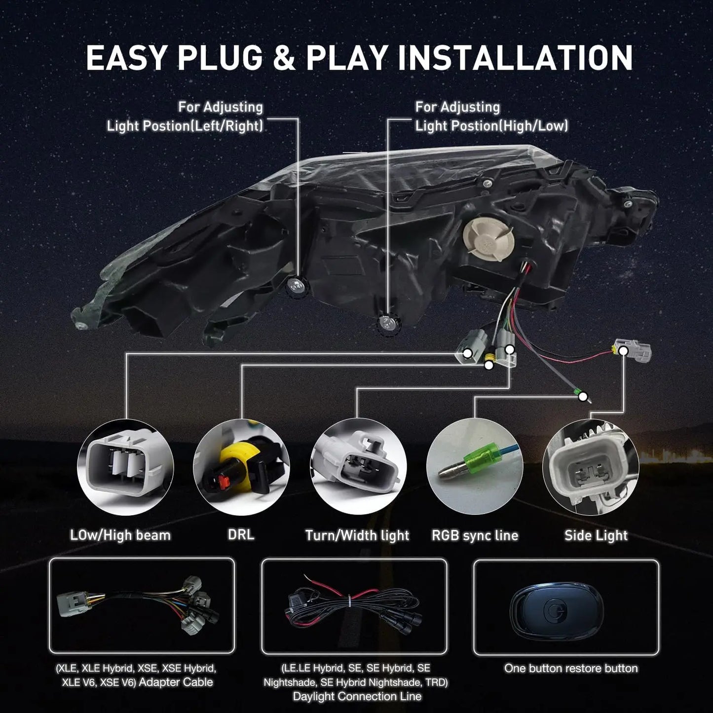 Car Light For 2018-2023 Toyota 8th Camry RGB Headlight DRL Dynamic Lamps Sequential Turn Signal