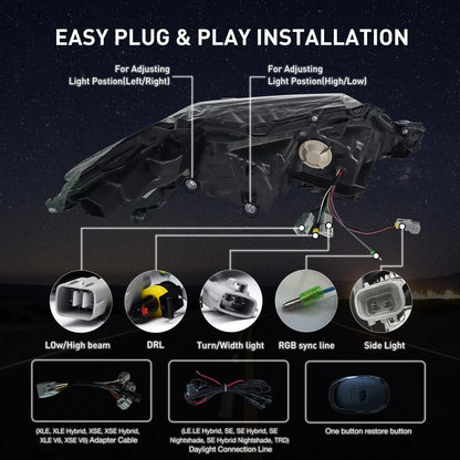 Car Light For 2018-2023 Toyota 8th Camry RGB Headlight DRL Dynamic Lamps Sequential Turn Signal