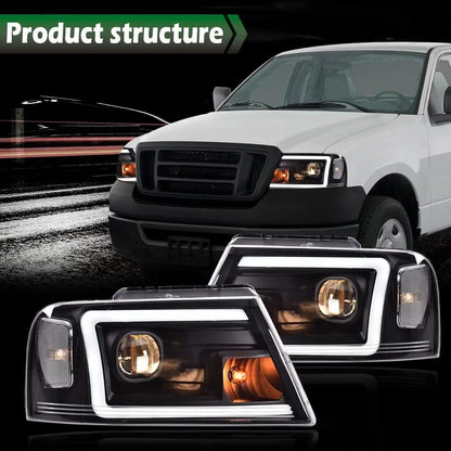 LED DRL Headlight Assemblies, Compatible with Ford F150 2004 2005 2006 2007 2008 /Fit 06-08 Lincoln Mark Headlamp