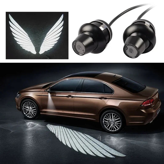 Senlo 2PCS LED Angel Wings Car Door Welcome Light Rearview Mirror Projector Lamp White Decoration Ambient Lamps Auto Accessories