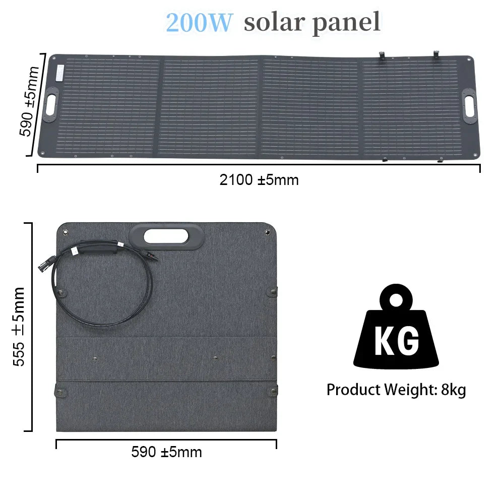 LiFePO4 600W Solar Generator Portable Power Station 100W 200W Foldable Solar Panel Charger Green Power for Phone Laptop iPad
