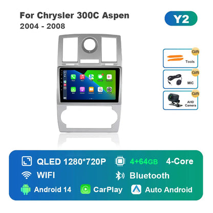 for Chrysler 300C Aspen 2004 - 2008 HD Touch Screen WiFi Android 14 Car Video Multimedia Player Navigation GPS 4G BT Head Unit