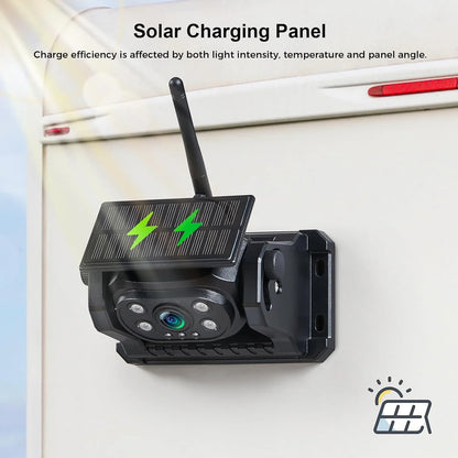 7 Inch 1080P Monitor Wireless Magnetic HD Solar Backup Camera 9600mAh Battery Powered Rechargeable for Car Truck Trailer