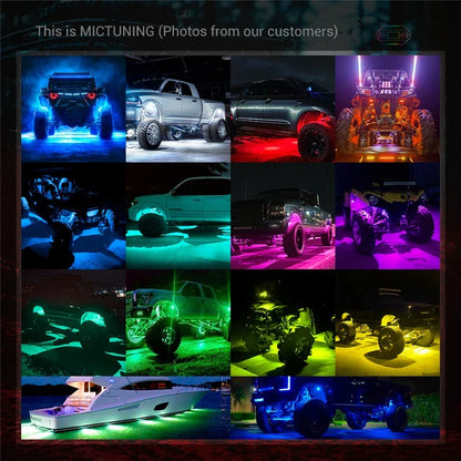 MICTUNING C1 8 Pods RGBW LED Rock Light Multicolor Underglow Neon Lighting Kit With Bluetooth Wireless App Controller Music Mode