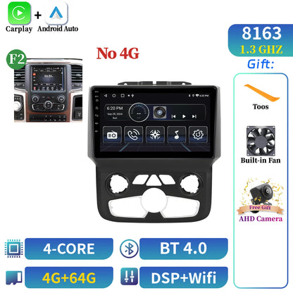 For Dodge RAM 1500 2500 2013-2019 Android 14 Multimedia Navigation Stereo Car Radio Wireless Carplay 2K QLED Head Unit Screen